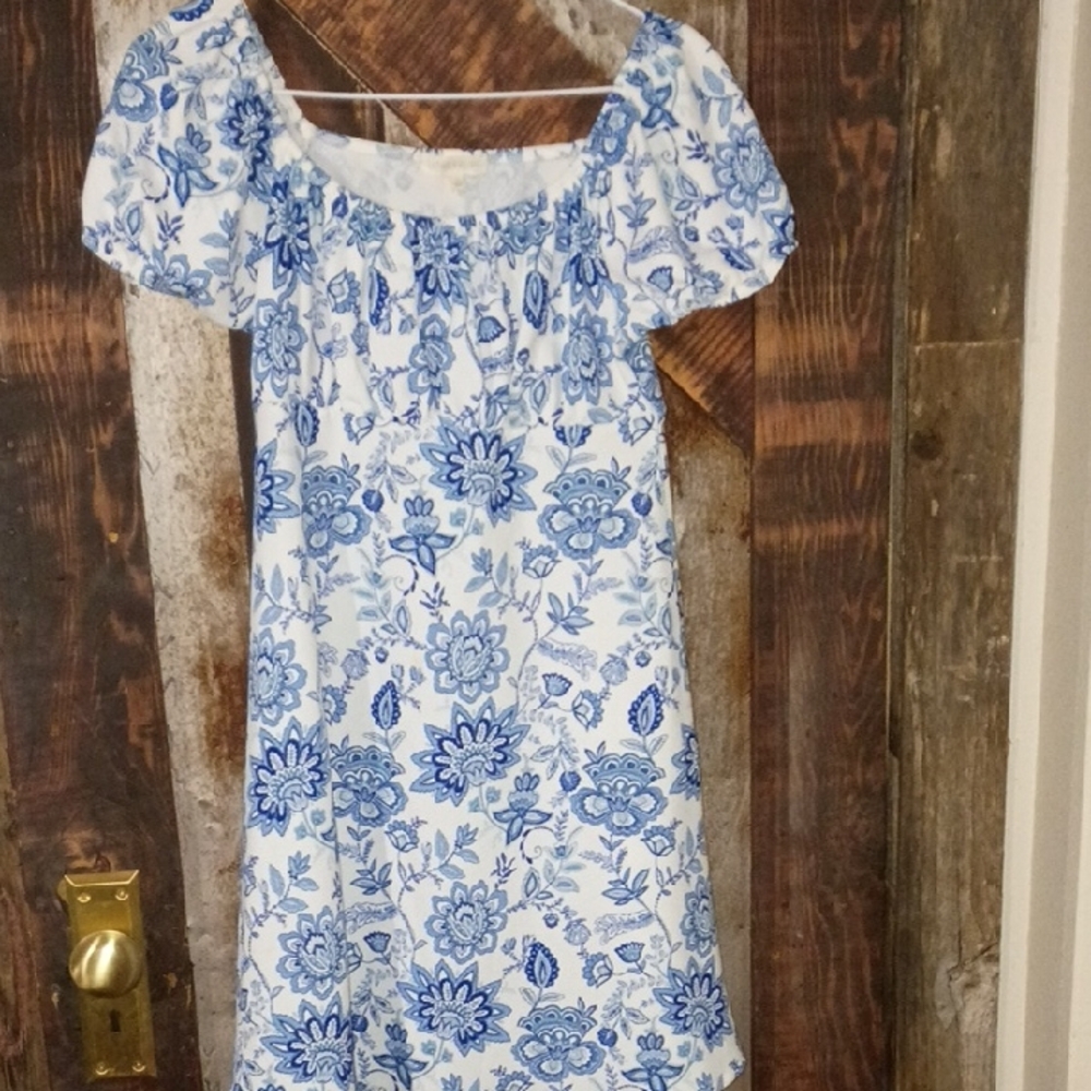 Ultra Flirt Blue and White Floral Midi Dress